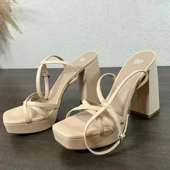 Bp Jaymes Cream Block Heel Platform Sandals Size 11M - Picture 10 of 14